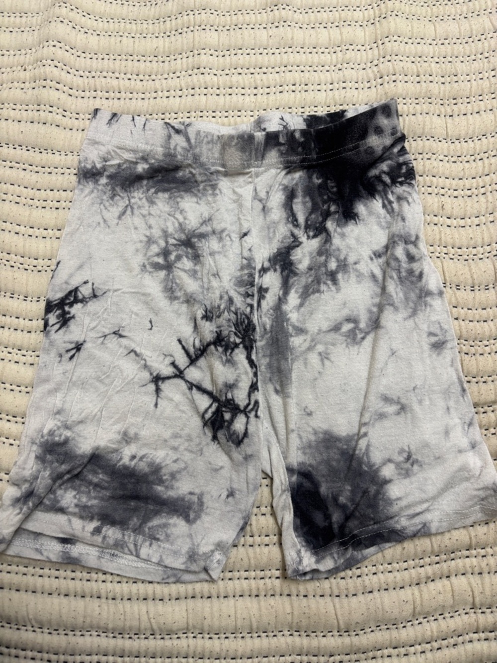 No Boundaries Black & White Tie-Dye Athletic Bike Shorts
